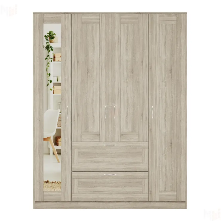 Шкаф Сириус 4 двери 2 ящика (1 зеркало) сонома