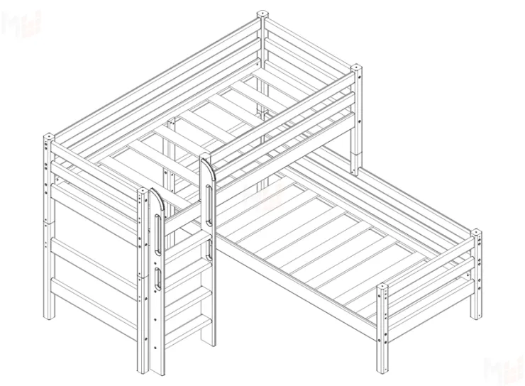 Угловая кровать Соня 7 с прямой лестницей