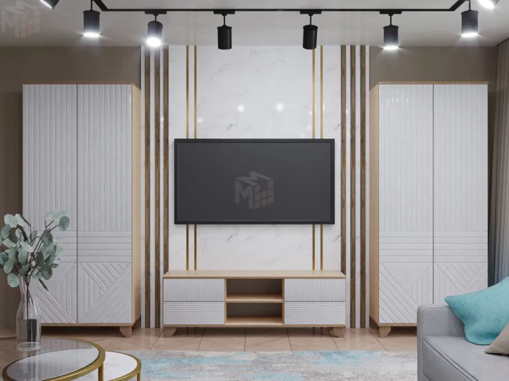 Гостиная Копенгаген дуб сонома/белый матовый вариант 4