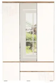  Шкаф ГРЕТТА 4С2Я  с зеркалом Дуб Крафт золотой-Белый