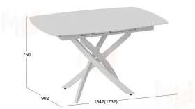 Стол обеденный раздвижной Манхеттен Т1 Белый муар, Стекло матовое белое