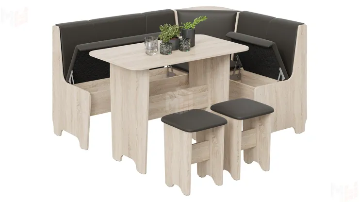 Кухонный уголок Техас Исп.1 Дуб Сонома, Экокожа коричневая