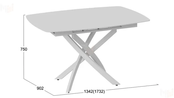 Стол обеденный раздвижной Манхеттен Т1 Белый муар, Стекло матовое белое