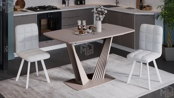 Стол раздвижной Фабио Тип 1 Капучино матовый, Стекло матовое капучино