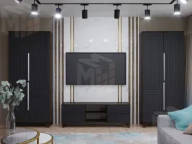 Гостиная Копенгаген венге/черный матовый вариант 4