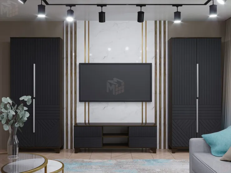 Гостиная Копенгаген венге/черный матовый вариант 4