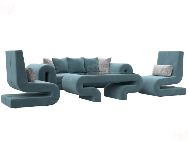 Набор Волна-2 (стол, диван, 2 кресла)