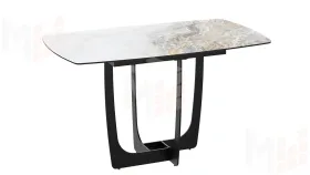 Стол обеденный Орфей Черный муар, Стекло глянцевое оникс