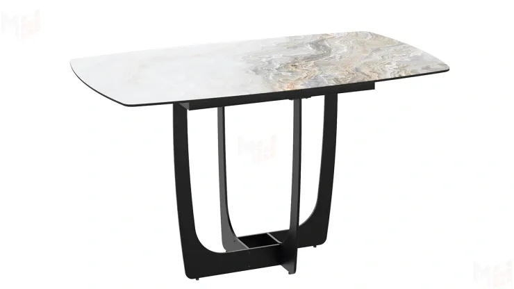 Стол обеденный Орфей Черный муар, Стекло глянцевое оникс