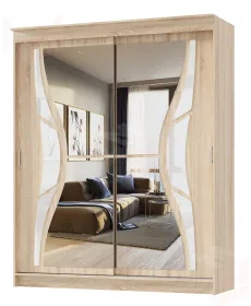 Шкаф-купе  2,0 м с зеркалом Бабочка Дуб Сонома