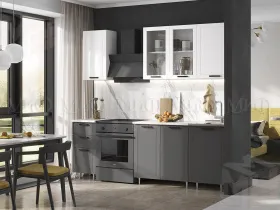 Кухня Монако 1,7 комп №1 Белый софт/Графит софт