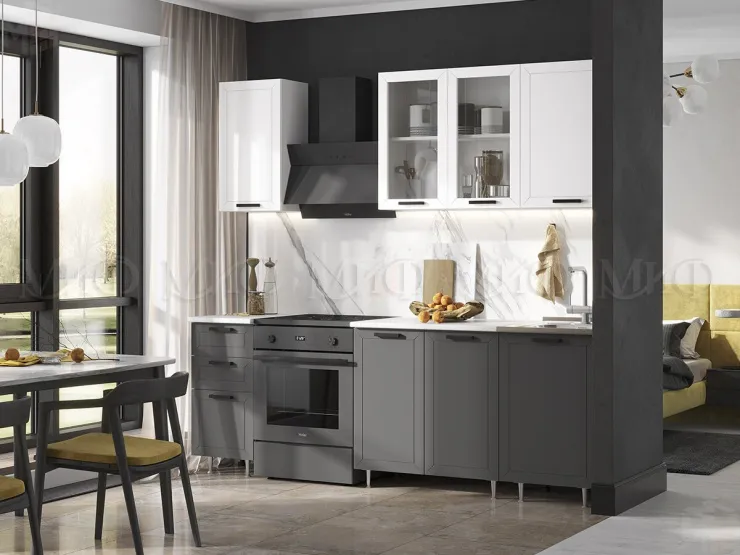Кухня Монако 1,7 комп №1 Белый софт/Графит софт