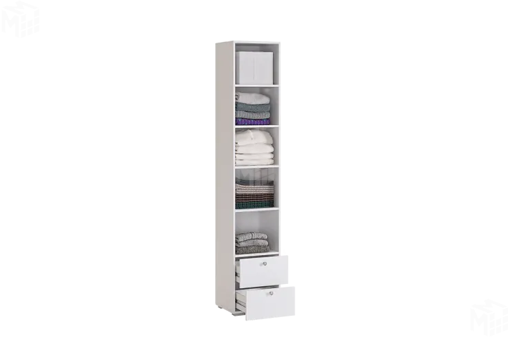  Шкаф комбинированный Гламур белый/белый глянец