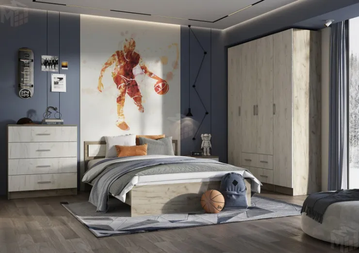 Спальный гарнитур Гармония дуб крафт серый - белый комплект-2