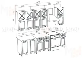 Кухня Констанция 2,0/900 комп. №4 белый снег софт/графит софт