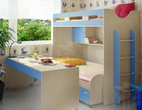Кровать-чердак Фанки Кидз-22 + кровать 13/53СВ + стол письменный 13/58СВ