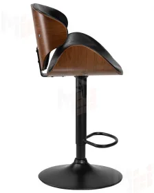 Стул барный DOBRIN KARTER BLACK (коричневый орех дерево (BWW), черный PU)