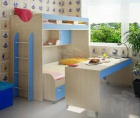 Кровать-чердак Фанки Кидз 22 + стол 13/58СВ + кровать нижняя 13/53СВ