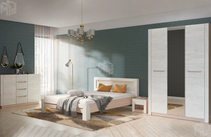 Модульная спальня Ривьера ясень шимо светлый