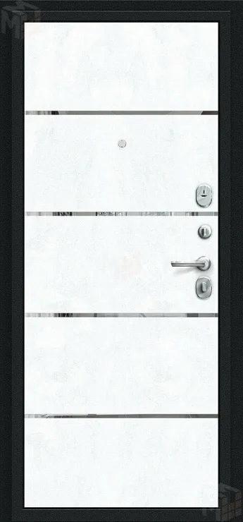 Входная металлическая дверь Лайн Букле черное/Snow Art