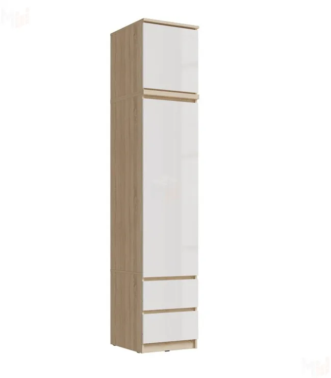 Пенал Челси 450 с антресолью (сонома/белый глянец)