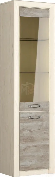 Витрина №1 (полки стекло) Коллекция Мартина (Дуб приморский/Дуб юкон)