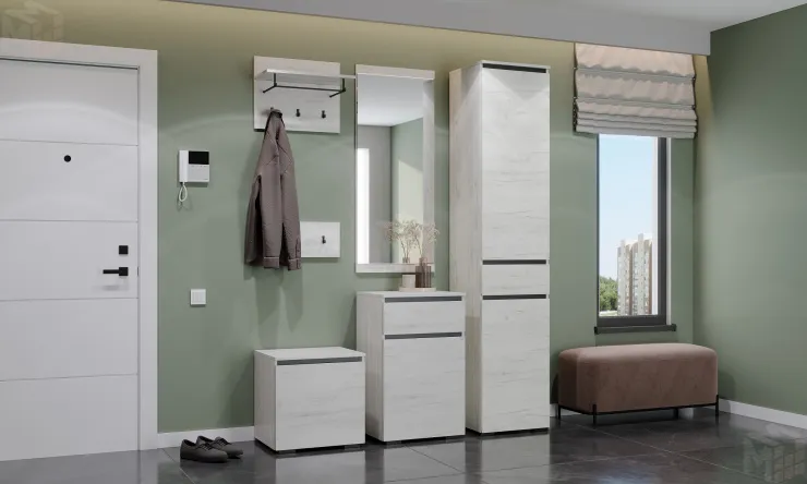 Прихожая ГРЕТТА  Дуб Крафт белый - Антрацит №11