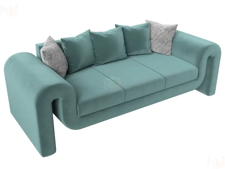 Прямой диван Волна (бирюзовый)