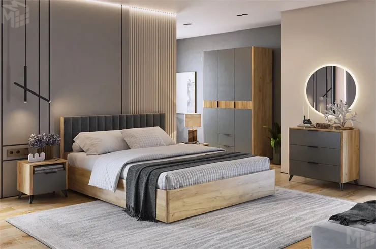 Спальный гарнитур Адам К2  дуб крафт золотой/графит