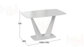 Стол раздвижной Фабио Тип 1 Белый матовый, Стекло глянцевое белое