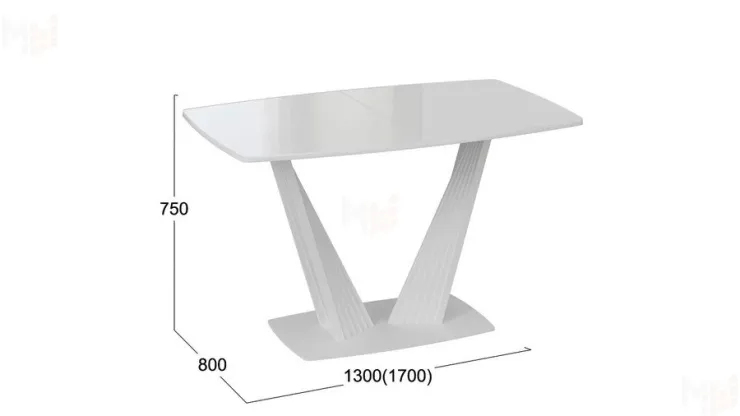Стол раздвижной Фабио Тип 1 Белый матовый, Стекло глянцевое белое