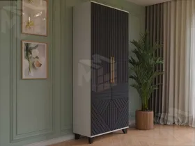 Шкаф 2-х створчатый Копенгаген (белый/серый графит)