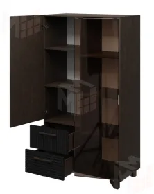 Стеллаж Копенгаген со стеклом (венге/черный матовый)