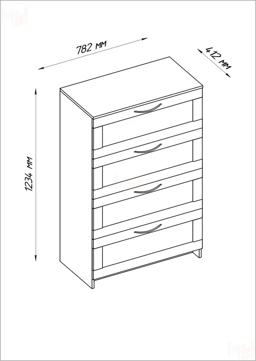 Комод Сириус 4 ящика белый