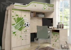 Кровать-чердак ФУТ-4/1 и письменный стол ФУТ-13/1 серия Футбол