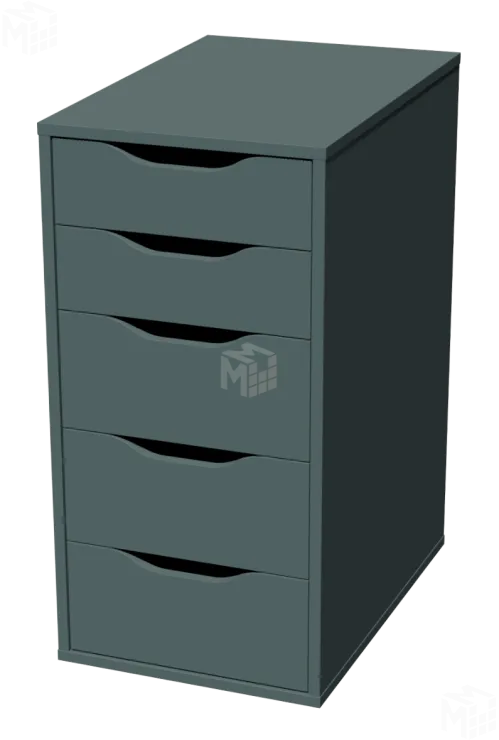 S01026 Ингар 5 комод 36x71x53, серо-бирюзовый