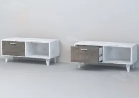 Тумба Т-4 Эго на ножках Бетон Светлый/Камень Темный