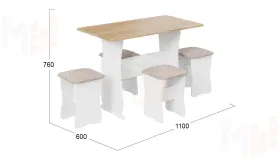 Обеденная группа тип 1 - МФ-101.006 Белый, Дуб Крафт золотой, Иск.замша Latte