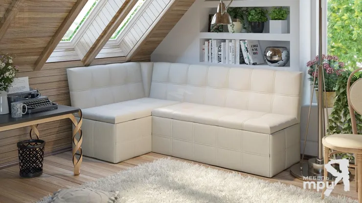 Кухонный диван Домино со спальным местом (кашемир крем)