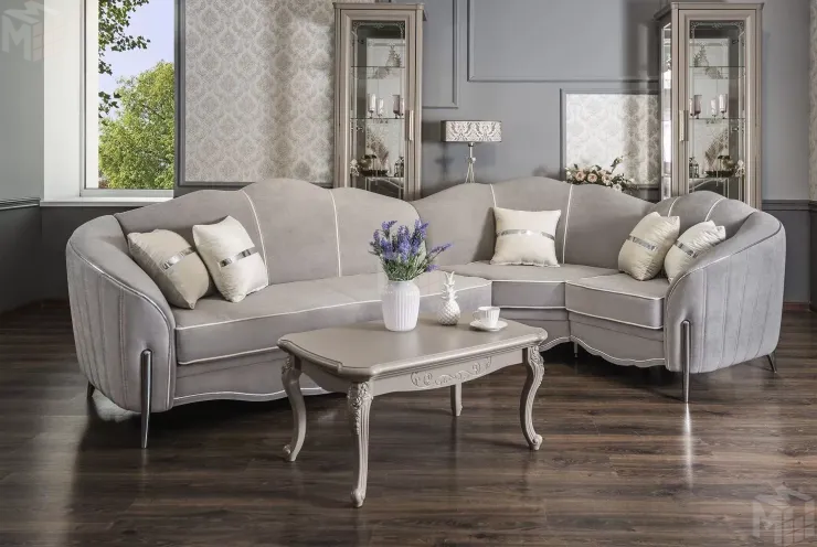 Диван Гравита угловой 3-у-1 серый серебро