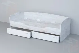 Кровать 016 Эго Бетон Светлый/Белый Глянец