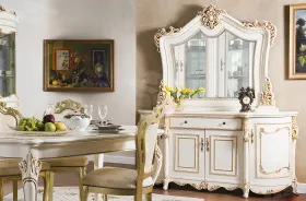 Гостиная Джоконда (сервант и комод), крем и крем/глянец