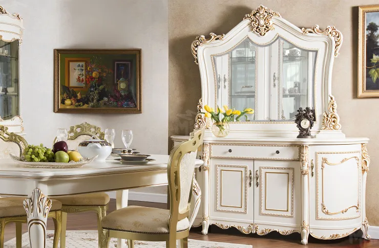 Гостиная Джоконда (сервант и комод), крем и крем/глянец
