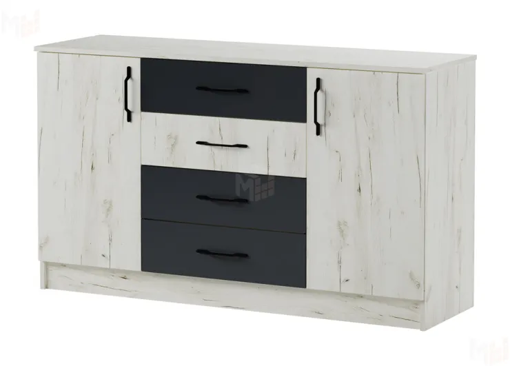 Комод К-1400 Беатрис Крафт белый-Антрацит