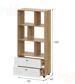 Стеллаж Милан Дуб Золотой/Белый Матовый