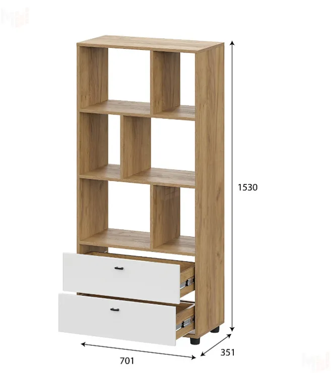 Стеллаж Милан Дуб Золотой/Белый Матовый