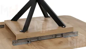 Стол обеденный раздвижной Лиссабон Тип 1 Черный муар, Дуб Крафт золотой