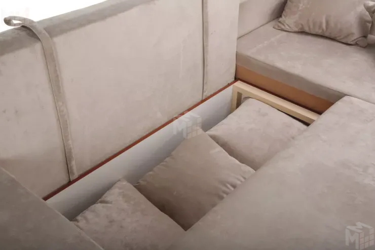 Диван угловой Марго Бежевый Правый Велюр