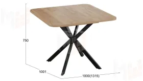 Стол обеденный раздвижной Лиссабон Тип 1 Черный муар, Дуб Крафт золотой