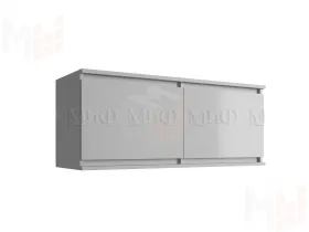 Шкаф Челси 2-х ств с антресолью (белый/белый глянец)